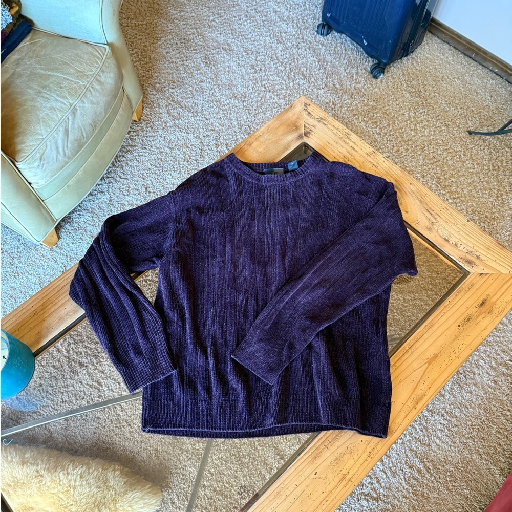 jf j.ferrar Women's Deep Purple Crew Neck Sweater